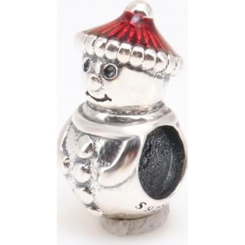 DoDoFly Authentic 925 Silver Christmas snowman loose beads Fit Original charms Bracelet Necklace Pendant