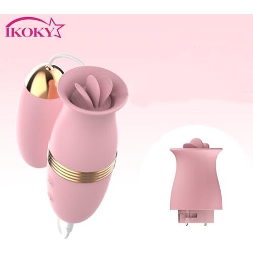 IKOKY Nipple Sucker Vibrator Female Masturbation Clitoris Stimulator Sex Toys for Women Tongue Lick/Suck/jumping eggs