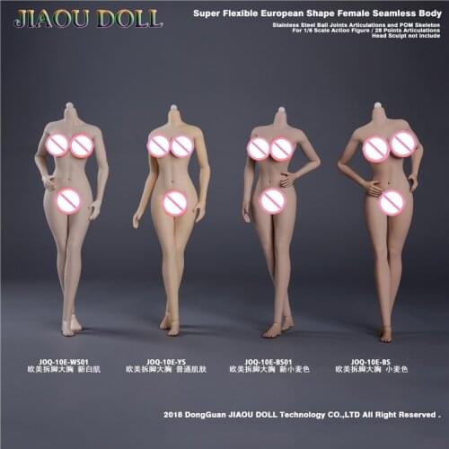 JIAOU DOLL 1/6 Scale Europe Girl Female Pale/Suntan Ski Big Bust Seamless Body (Change Foot) Doll 12" Action Figures Toys