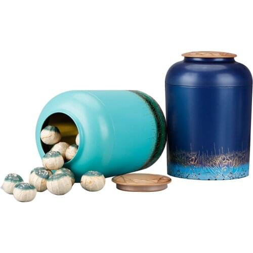 Metal Tea Caddy Lid Leaf Tea Leaves Container Smell Proof Chinese Teas Storage Tea Gift Latas De Metal Box Teaware AC50TE