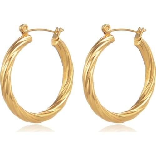 FYSARA Fashion Stainless Steel Croissant Oval Twisted Hoop Earrings For Women Girls Fashion Circle Earrings Jewelry Accessories