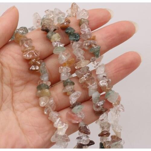 Natural Semi-precious Stone Unshaped Rutilated Quartz 5-8mm For DIY Necklace Earrings Accessories Gift Length 40cm