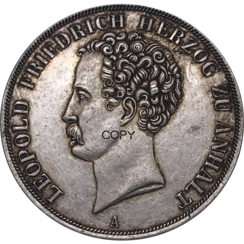German States 1839 Coin 2 Thaler 3 1/2 Gulden - Leopold Friedrich Metal Cupronickel Plated Silver Souvenir Replica Copy Coins
