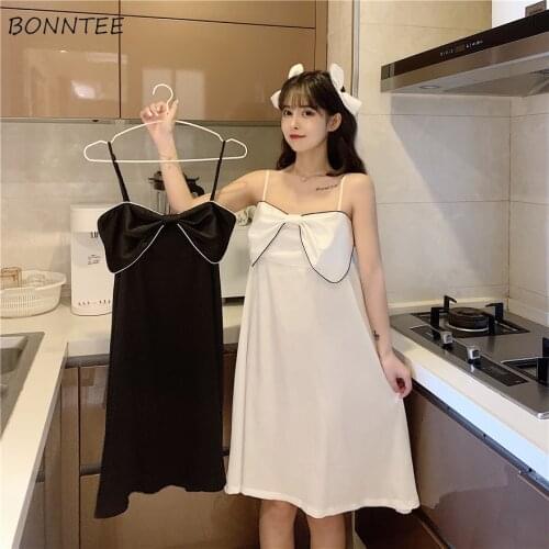 Nightgowns Women Sleeveless Sexy Above Knee SWEET Solid Sweet Fashion Korean Stylish Soft Sleepwear Square Collar Girl Vintage