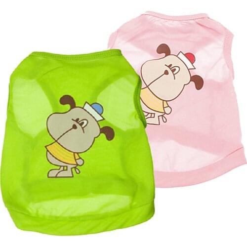Spring and Summer New Puppy Dog Clothing Cute Puppy Print Candy Color T-shirt Comfortable and Breathable Short-sleeved Jacket
