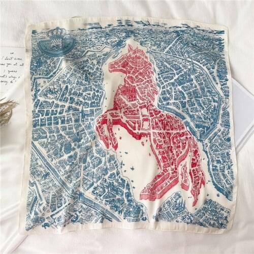Luxury Horse Print Silk Square Scarf Hairband Women Bandana 70*70cm Lady Office Small Neckerchief Scarves Accessories