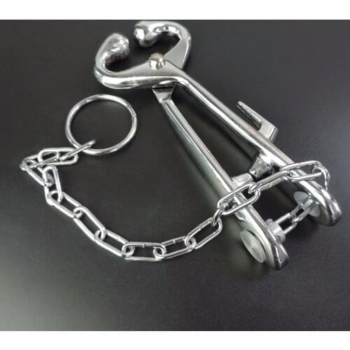 Stainless Steel Cow Nose Ring Pliers Bull Cattle Bovine with Chain Pulling Tool