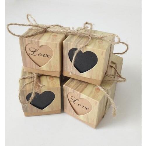 10Pcs Natural Kraft Gift Packaging Box With Heart Shape Window,To Pack Candy/Cookie/Jewelry/Biscuits Brown Box