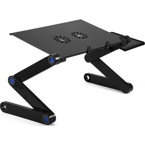 Portable Folding Laptop Adjustable Stand Holder Study Table Desk Wooden Foldable Computer Desk With 2 Cooling Fans