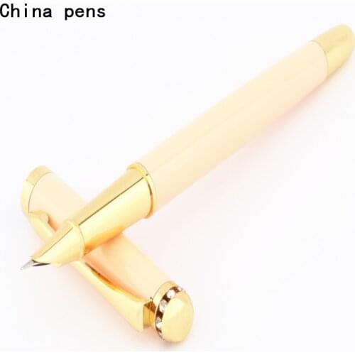 Luxury quality 7050 Diamond hat light yellow Colour School student office 0.38mm Nib Fountain Pens New