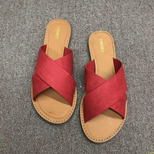 Hot women shoes Summer Slippers Pu leather Flat Lace Cross-tied Slippers Open Toe Sandals Sandalia Feminina chaussures femme