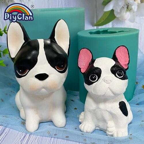 3D Dog Shape Silicone Clay Molds Big Size Bulldog Ceramic Gypsum Animal Candle Mould For Cake Topper Baking Tools S0483XG