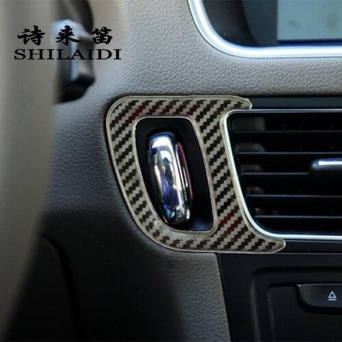 Car styling Carbon fiber For Audi Q5 keyhole ENGINE START STOP switch button Frame cover Stickers Trim Interior Auto Accessories