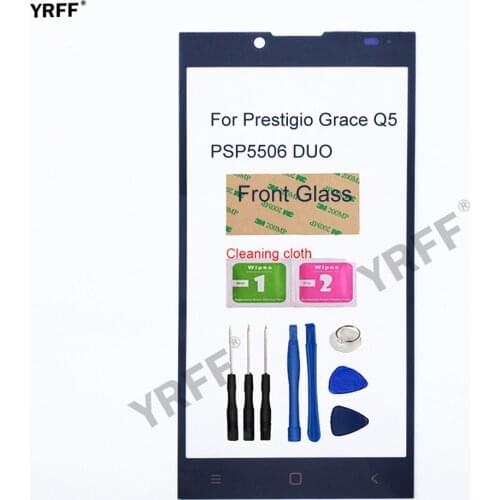 Mobile Front Panel Glass For Prestigio Grace Q5 PSP5506 DUO Front Glass (No touch Screen) Outer Glass Cover Panel Replacement