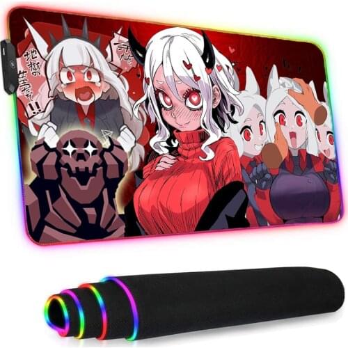 Led Mousepad Rgb Anime Helltaker Genshin Impact Pc Gamer Girl Kawaii Gaming Accessories Santoro Gorjuss Longteng Rubber Base