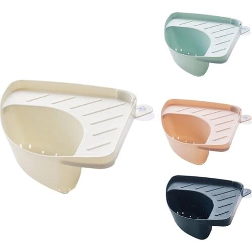 Triangle Vegetable Washing Basket Suction Cup Filter Rack Kitchen Sink Corner Storage Shelf Tool