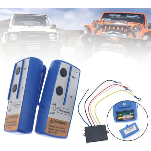 2pc Universal Mini Car Wireless Winch Electric Remote Control with Twin Manual Matched Transmitter Kits Set Trailer Truck ATV