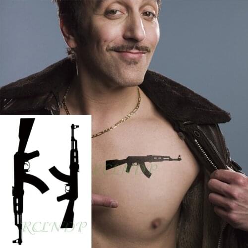 Waterproof Temporary Tattoo Sticker Black Gun AK 47 Tattoo Flash Tatoo Fake Water Transfer Tatto for Woman Man