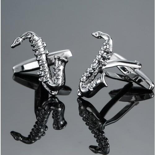 DY New high quality music equipment design Silvery Sax Cufflinks fashion Mens French shirt Cufflinks free shipping