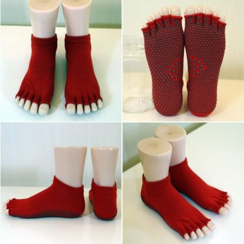 Women Professional Brand Yoga Socks Half Toe Non Slip Ladies Massage Sport Socks Five fingers Cotton Warm Exercise Running Hose