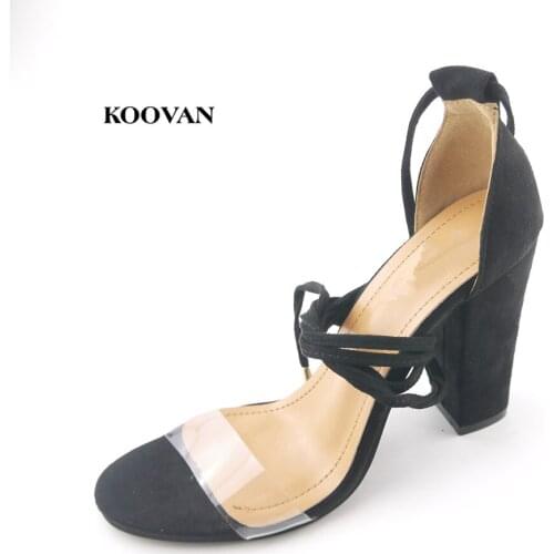 Koovan Women Suede Sandals 2017 Size 34-43 High-heeled Sandals Woman Pumps Summer Shoes Ladies Bandage 10cm