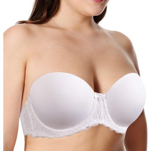 New Sexy Unpadded Lace White Bra Underwear Bras Plunge Women Strapless Halter Underwire 32 34 36 38 40 42 44 46 A B C D E F G