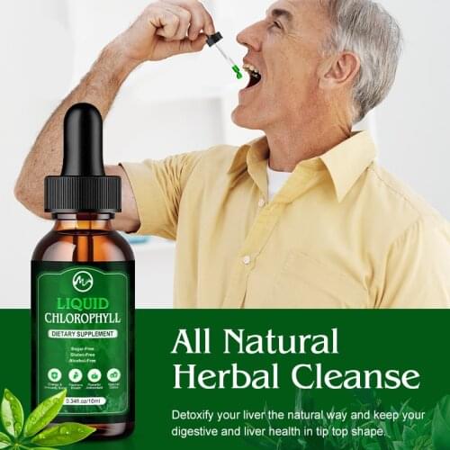 Liquid Chlorophyll Drops Detox Weight Loss Drops For Energy Boost Cleansing Action Bad Breath & Body Odor Prevention, Skin Care