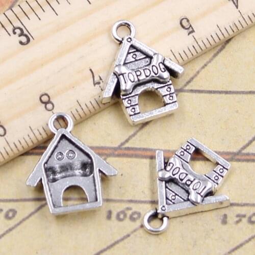 10pcs Charms Top Dog House Doghouse 20x17mm Antique Silver Color Pendants Making DIY Handmade Jewelry Factory Wholesale