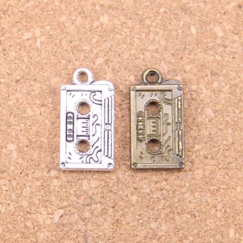 10pcs Charms retro 80s cassette tape 23x12mm Antique Pendants,Vintage Tibetan Silver Jewelry,DIY for bracelet necklace