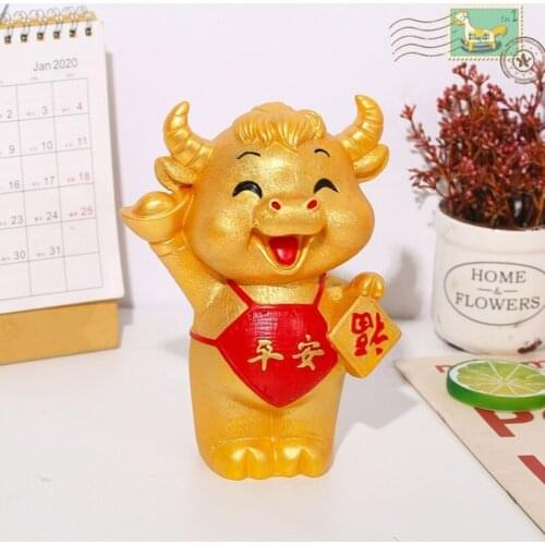 2021 Ox Year Mascot Piggy Bank Money Boxes Storage New Year Home Decor Coin Bank Money Saving Box for Home House Office