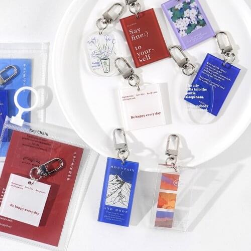 Little Happniess Acrylic Key Chain Aesthetic INS Landscape Cloud Bullet Journaling Accessories Decorate Bag Car Cute Key Pendant
