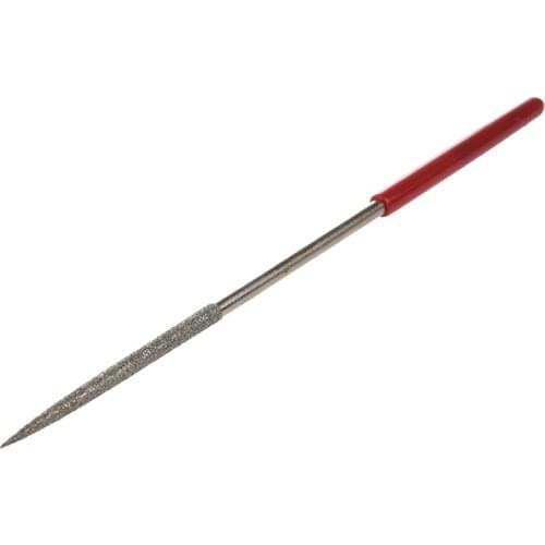 TOP Lapidary Round Rat Tail Diamond Files 3mm x 140mm Silver Tone Red