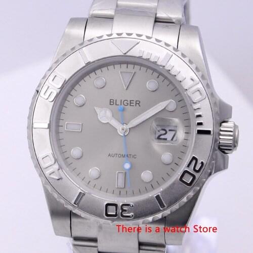 Bliger 40mm Automatic Mechanical Men Watch Luxury Brand Sapphire Crystal Watch Luminous Waterproof Calendar Wristwatch Men