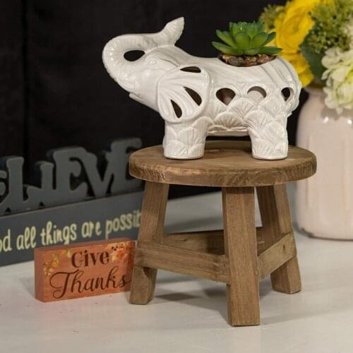 Wooden Plant Stand Plant Holder Stool Multifunctional Display Home Decor for Flower Pot Round 17.8*17.8*15cm JS22