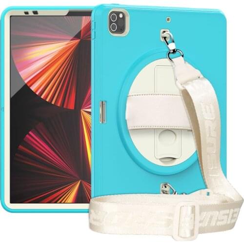 For Pro 12.9 2018 2020 2021 Case Kids Safe Foam Shockproof Shoulder Hand Strap Stand Tablet Cover