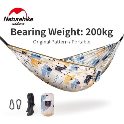 Naturehike Ultralight 1-2 Person Hammock 770g Camping Widened Anti Rollover Parent Child Hammock Outdoor Pattern Pack Swing