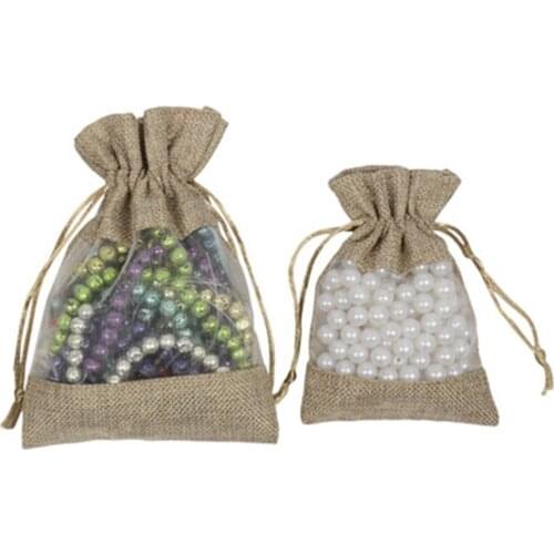 30Pcs Flax Organza Bags Burlap Drawstring Pouch Christmas Gifts Bag Wedding Party Bags For Coffee Beans Candy Makeup Jewelry Pac