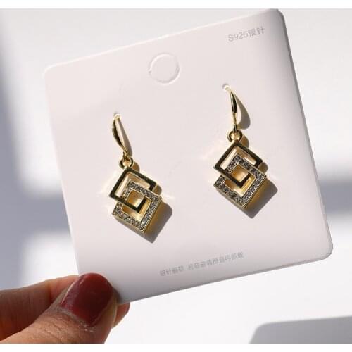 Sweet Girl Fashion Earrings Simple Square Crystal Net Red Temperament Earrings 2020 New Wholesale Earrings Earings Bohemian