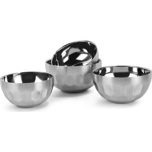Stainless Steel Noodle Bowl Small Soup Bowls For Children Double-layer Bowl With Anti-scald Function