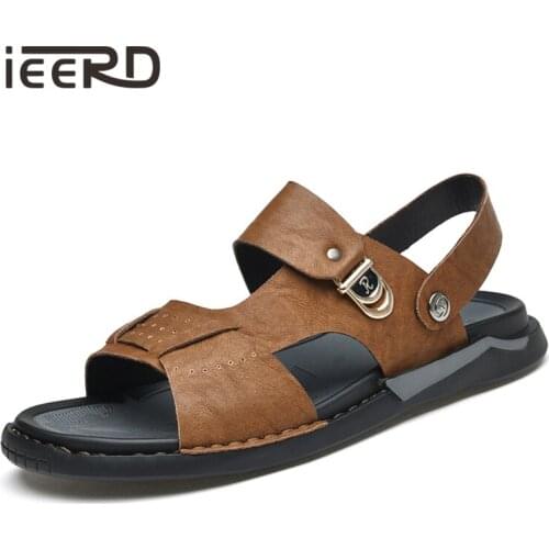Top Cow Leather Men Sandals Hand-Made Dual Slippers Men Summer Breathable Outdoor Man Shoes