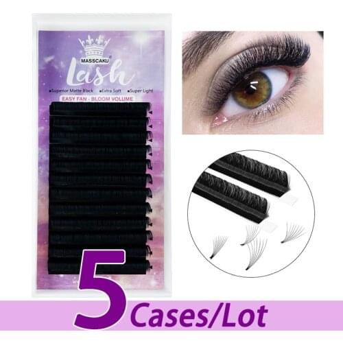 5psc/lot Easy Fan Lashes Extension Auto Fan Eyelash Extension 0.05/0.07 Eyelash Extension Volume Russian Matte Flowering Fan