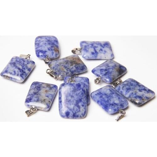 Natural Blue Sodalite Jaspers Stone Charm Pendant Square Shape Loose Pendant Charm For jewelry Making Necklace Handmade