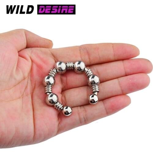 New 5 Size Metal Cock Ring Chastity Stainless Steel Beads Penis Semen Lock Ring Sex Products For Adults Men Male Rings 18+ 18
