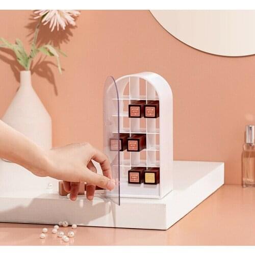 3color Grids Capacity Lipstick Storage Box Desktop Makeup Organiser Handle Design Shelf Acrylic Makeup Organizer Storage Case
