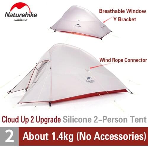 Naturehike Upgraded Cloud Up 2 Camping Tent 2 Person 20D / 210T Ultralight Travel Tent Double Layer Waterproof Outdoor Equipment