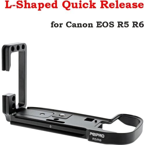 PEIPRO L-Shaped Quick Release L Plate Clamp Fast Loading Seat Rotatable Bracket 1/4" Threads for Canon EOS R5 R6 Camera