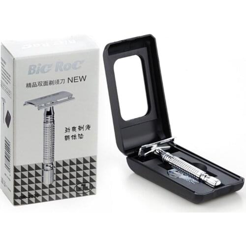 Manual Razor Nostalgic Safety Razor with Double-sided Blade Gift for Boyfriend Shaving Razor With Lens Case Beard Shaving Tool