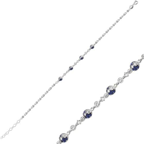 Silver Blue White Bracelet