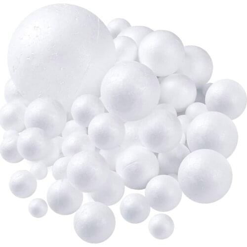 53 Pieces 8 Sizes Craft Foam Balls Polystyrene Foam Balls Art Decoration Balls for Art, Craft, Household and School Projects