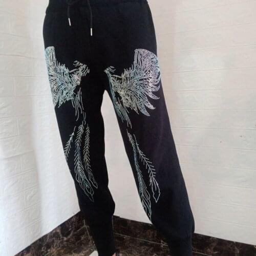 Drawstring sweatpants womens rhinestone colorss diamonds harem pants Fashion cargo panats Hot Drill Loose Thin Casual Sports
